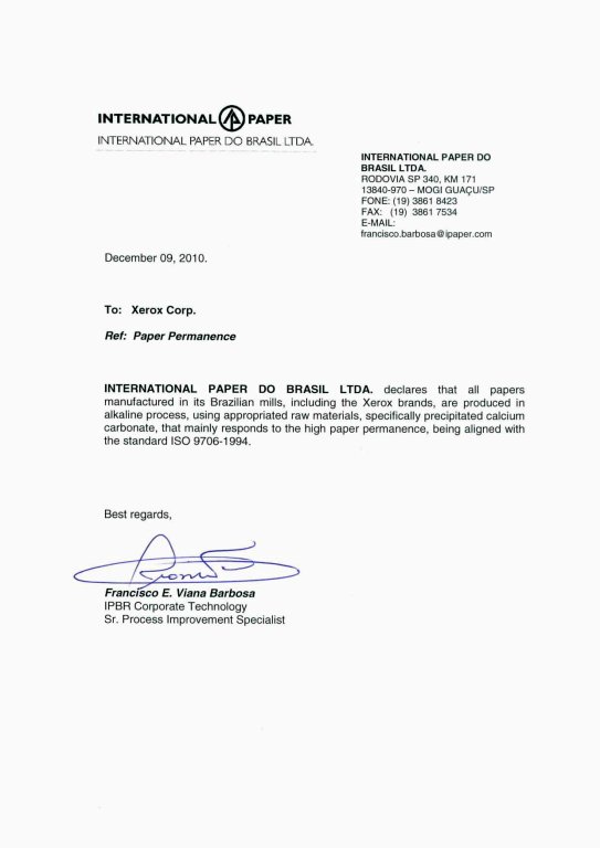 Certifikát Ecorox ISO 9706